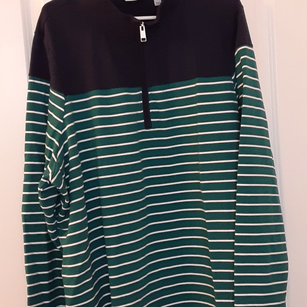 Sport Savvy French Terry Striped Half Zip Pullover